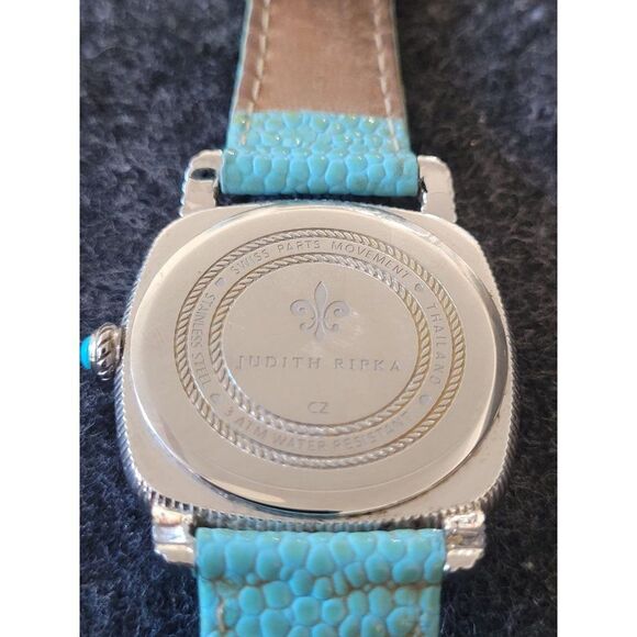 Judith Ripka Silver-tone Sleeping Beauty Turquoise Leather Ladies Watch - Picture 5 of 5